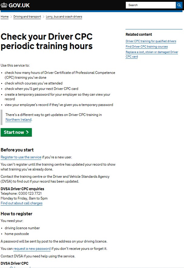 Check Your Driver CPC Periodic Training Hours