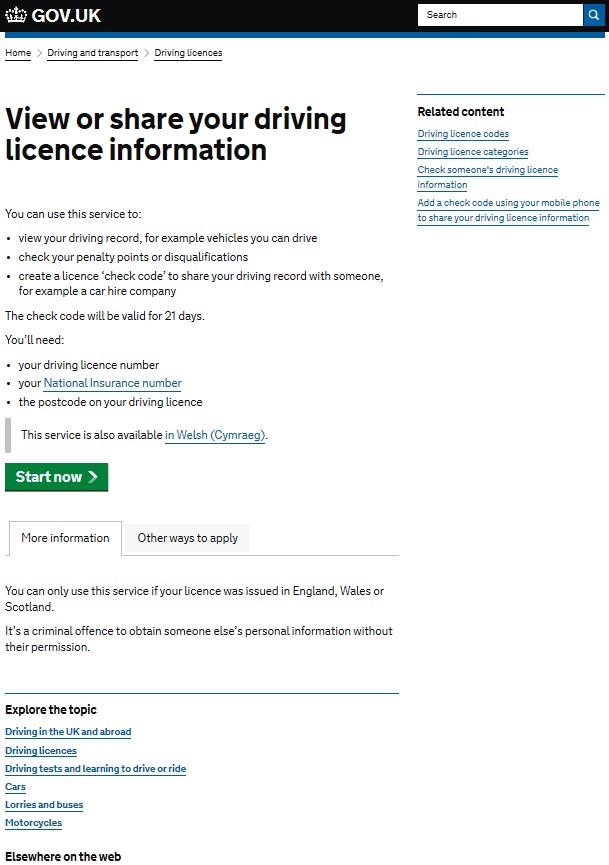 View or Share Your Driving Licence Information